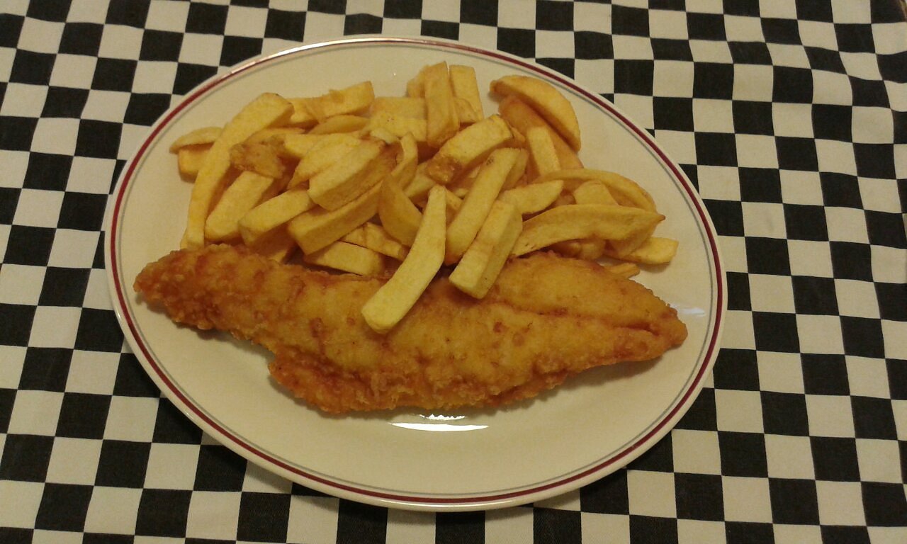 The Walker's Special — large cod, large chips, mushy peas and a drink